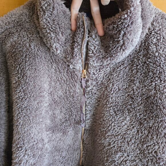 Old Navy High Neck Half Zip Sherpa Sweatshirt Mythical Brown Fuzzy Teddy NWT 4X - Picture 5 of 6